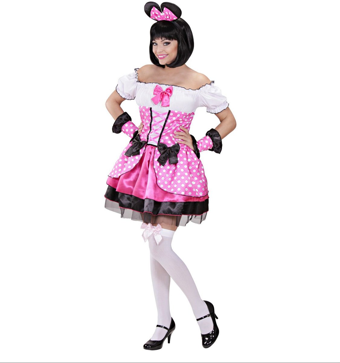 Mickey & Minnie Mouse Kostuum | Ontwapenend Muisje Roze | Vrouw | Large | Carnaval kostuum | Verkleedkleding